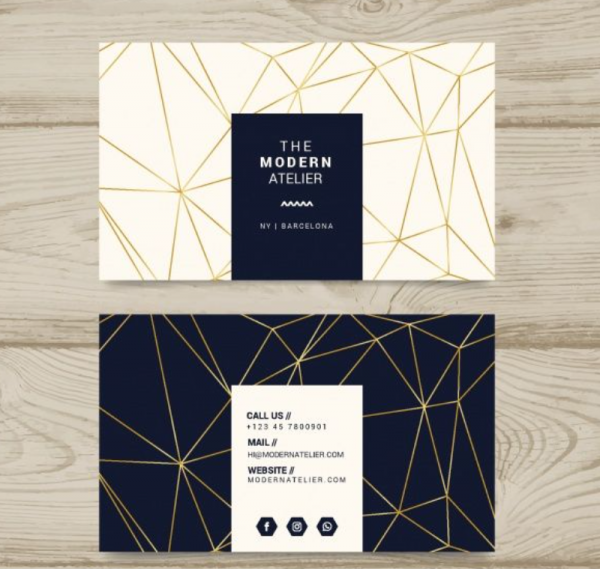 Kartu nama dengan motif geometris yang menciptakan tampilan modern